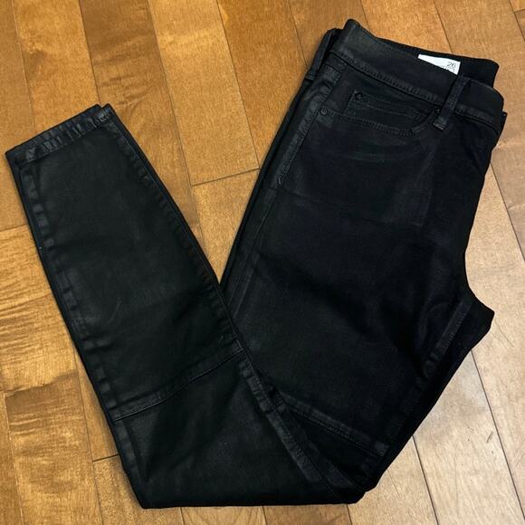 1969 WOMENS COATED BIKER LEGGING JEANS black Gap size 26 - Picture 10 of 12